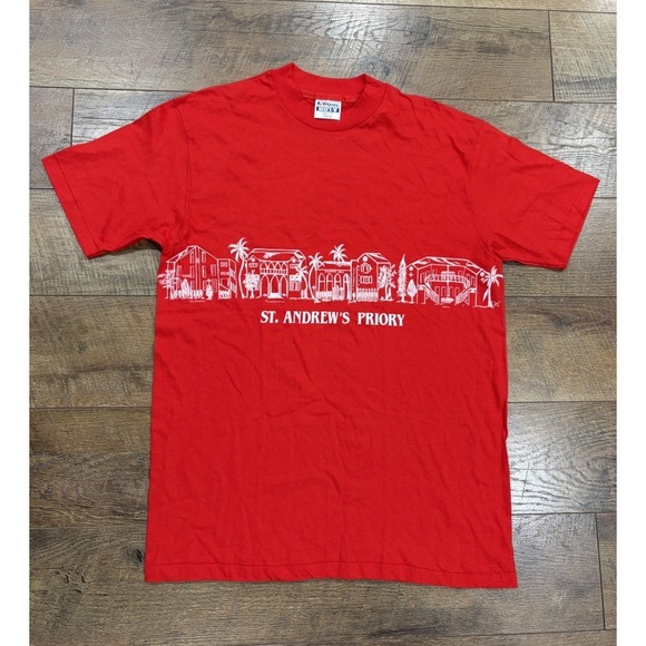 Hanes Other - Vintage 80s St. Andrews Priory Honolulu‎ Hawaii Graphic Tee Red Medium Beach